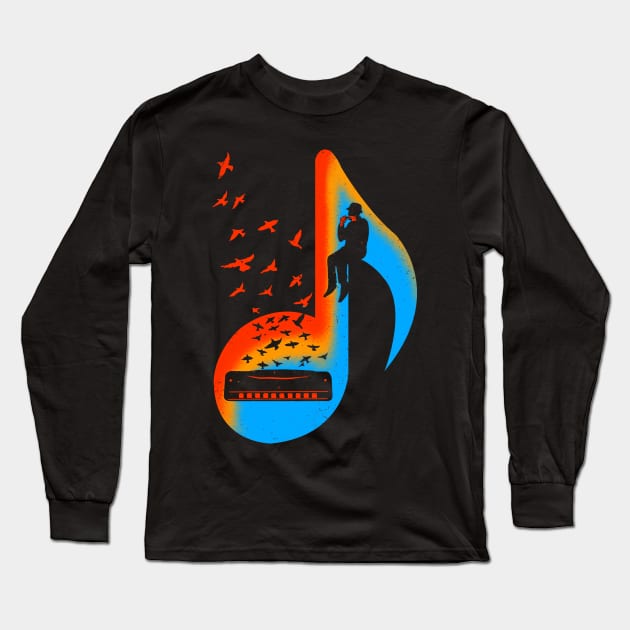 Music Harmonica Player Long Sleeve T-Shirt by barmalisiRTB